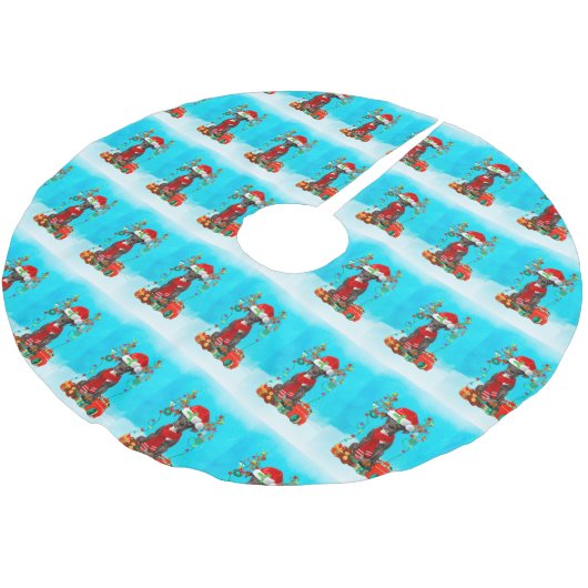 雪の中の偉大なダンとクリスマスプレゼント ブラッシュドポリエステルツリースカート (アングル)