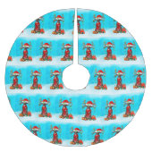 雪の中の偉大なダンとクリスマスプレゼント ブラッシュドポリエステルツリースカート (正面)