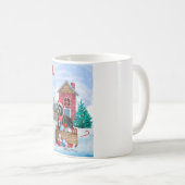 雪の中の偉大なダン犬クリスマスドッグハウス コーヒーマグカップ (正面右)