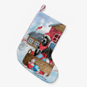 雪の中の偉大なダン犬クリスマスドッグハウス スモールクリスマスストッキング (正面 (吊り時))