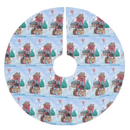 雪の中の偉大なダン犬クリスマスドッグハウス ブラッシュドポリエステルツリースカート (正面)