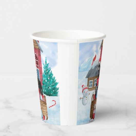 雪の中の偉大なダン犬クリスマスドッグハウス 紙コップ (右)