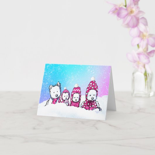 雪の中の冬のウェスティー カード (蘭)
