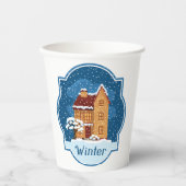 雪の中の冬の家 紙コップ (正面)