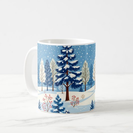 雪の中の冬の木々 コーヒーマグカップ (正面左)