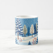 雪の中の冬の木々 コーヒーマグカップ (中央)
