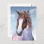 雪の中の冬馬を持つポストカード ポストカード (正面/裏面)