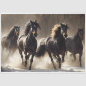 雪の中の力強い黒い種馬 デコパージュ 薄葉紙 (正面)