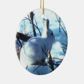 雪の中の北極うさぎ セラミックオーナメント (右)