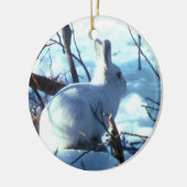 雪の中の北極うさぎ セラミックオーナメント (左)