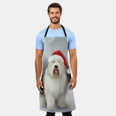 雪の中の古い英語のシェプドッグ エプロン (着用した状態)
