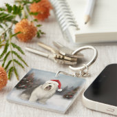 雪の中の古い英語のシェプドッグ キーホルダー (正面右)