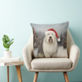 雪の中の古い英語のシェプドッグ クッション (椅子)