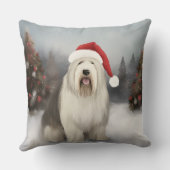 雪の中の古い英語のシェプドッグ クッション (裏面)