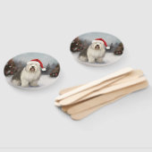 雪の中の古い英語のシェプドッグ ハンドファン (組立なし)