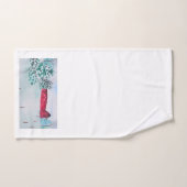 雪の中の古い赤い納屋 ハンドタオル (ハンドタオル)