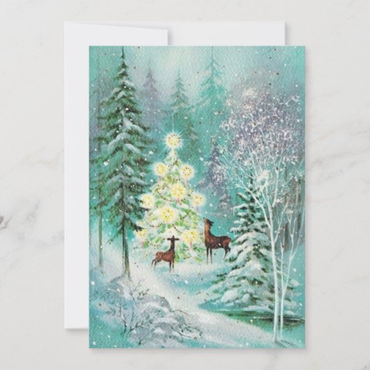 雪の中の古い鹿 シーズンカード (正面)