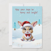 雪の中の可愛いうさぎのクリスマスカード サンキューカード (正面)