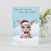 雪の中の可愛いうさぎのクリスマスカード サンキューカード (スタンド正面)