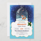 雪の中の可愛いキツネ 招待状 (正面)