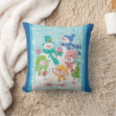 雪の中の可愛いクリスマススノーマンファミリー クッション (ブランケット)