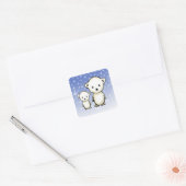 雪の中の可愛いシロクマ ステッカー (封筒)