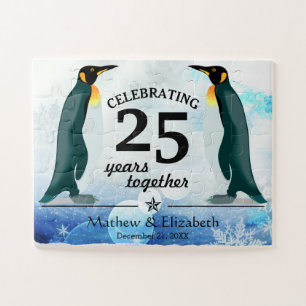 雪の中の可愛いペンギン 結婚25周年記念 ジグソーパズル