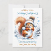 雪の中の可愛いリスパーソナライズされたリ シーズンカード (正面)