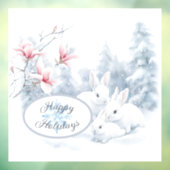 雪の中の可愛い白うさぎ冬の休日 ウィンドウサイン (シート3)