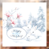 雪の中の可愛い白うさぎ冬の休日 ウィンドウサイン (シート2)