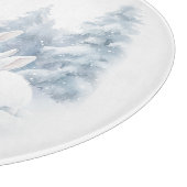 雪の中の可愛い白うさぎ冬の休日 カッティングボード (角)