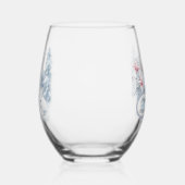 雪の中の可愛い白うさぎ冬の休日 ステムなしワイングラス (左)