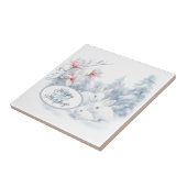 雪の中の可愛い白うさぎ冬の休日 タイル (側面)