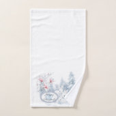 雪の中の可愛い白うさぎ冬の休日 バスタオルセット (ハンドタオル)