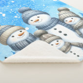 雪の中の可愛い雪だるまファミリー シェルパブランケット (3/4)