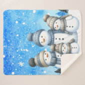 雪の中の可愛い雪だるまファミリー シェルパブランケット (正面(横))