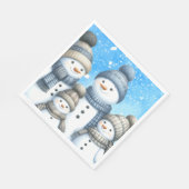 雪の中の可愛い雪だるまファミリー スタンダードランチョンナプキン (角)