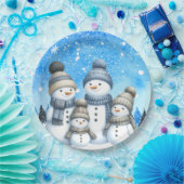 雪の中の可愛い雪だるまファミリー ペーパープレート (パーティー)