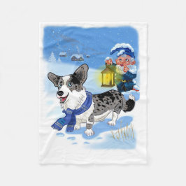 雪の中の可愛い青のメルル フリースブランケット