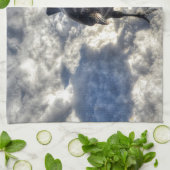 雪の中の可愛い黒いカラス キッチンタオル (折り畳み)