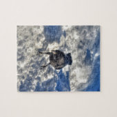 雪の中の可愛い黒いカラス ジグソーパズル (横)