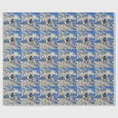 雪の中の可愛い黒いカラス ラッピングペーパー (フラット)