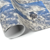 雪の中の可愛い黒いカラス ラッピングペーパー (ロールコーナー)