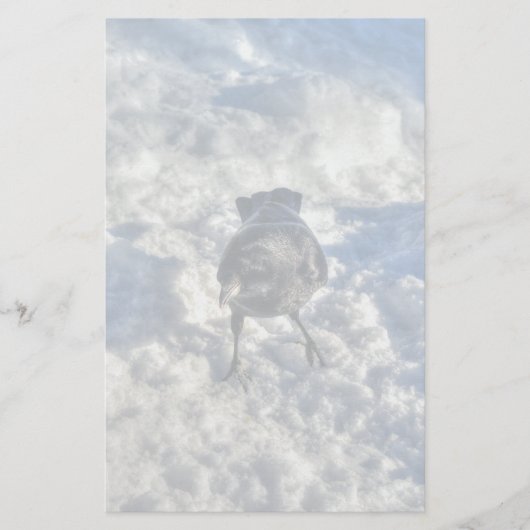 雪の中の可愛い黒いカラス 便箋 (正面)