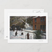 雪の中の大人遊たち ポストカード (正面/裏面)