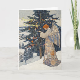 雪の中の天使のクリスマス カード