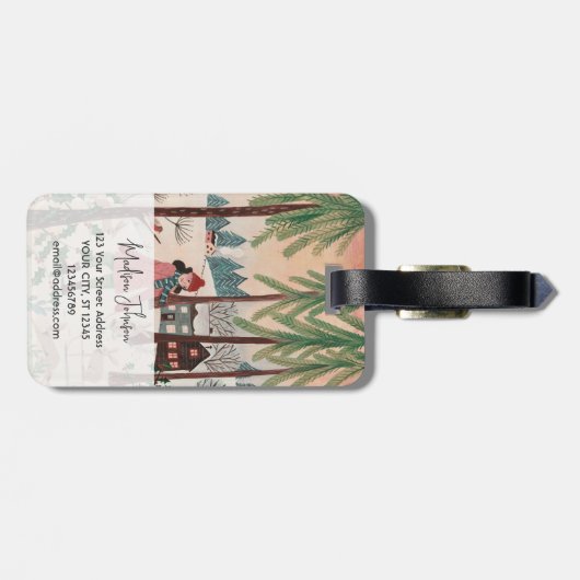 雪の中の女性ウサギの年 ラゲッジタグ (裏面横)