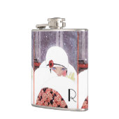 雪の中の女性、冬の美しいファッションモノグラム フラスク (左)