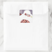 雪の中の女性、冬の美しいファッション スクエアシール (バッグ)