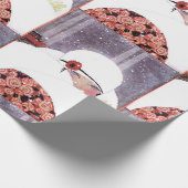 雪の中の女性、冬の美しいファッション ラッピングペーパー (角)